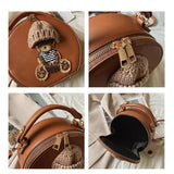 Bear Crossbody Bag Vintage Leather Shoulder Bag