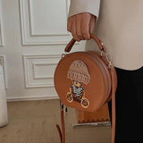 Bear Crossbody Bag Vintage Leather Shoulder Bag