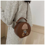 Bear Crossbody Bag Vintage Leather Shoulder Bag