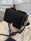 Mini Box PU Leather Crossbody Bags with Chains Handbag for Woman