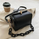Mini Box PU Leather Crossbody Bags with Chains Handbag for Woman