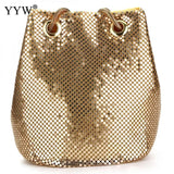 Evening Party Clutch Bucket Bags Long Chain Shoulder Bag Sliver Purse