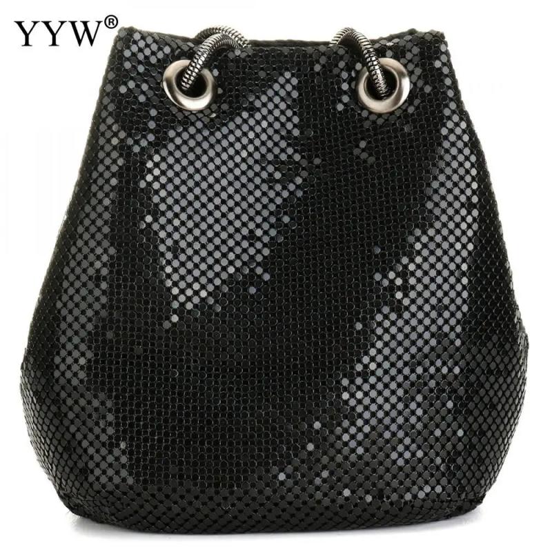 Evening Party Clutch Bucket Bags Long Chain Shoulder Bag Sliver Purse