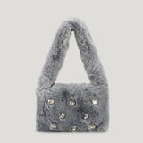 Faux Fur Women Shoulder Bag Plush Handbag Candy Shopper Purse