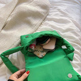 Quilted Green Shoulder Bag for Women Crossbody Bag Oxford Cloth Flap Messenger