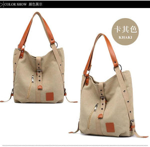 Canvas Tote Bag Casual Shoulder Bag School Bag Rucksack Convertible Handbags