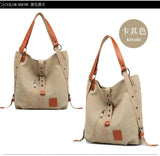Canvas Tote Bag Casual Shoulder Bag School Bag Rucksack Convertible Handbags