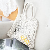 Cotton Rope Woven Women's Handbag Knitted Mesh Bag Bohemian