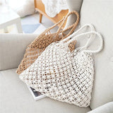 Cotton Rope Woven Women's Handbag Knitted Mesh Bag Bohemian