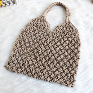 Cotton Rope Woven Women's Handbag Knitted Mesh Bag Bohemian