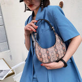 Snake Print Underarm Bag PU Leather Shoulder Clutch Purse Tote