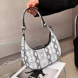 Snake Print Underarm Bag PU Leather Shoulder Clutch Purse Tote