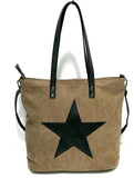 Vintage Big Star Canvas Tote Handbag - Women's Travel Shoulder Bag