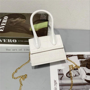 Crocodile Pattern Pu Chain Ladies Small Square Bag Buckle Shoulder Bag