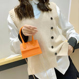 Crocodile Pattern Pu Chain Ladies Small Square Bag Buckle Shoulder Bag