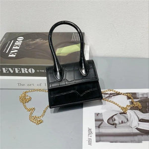 Crocodile Pattern Pu Chain Ladies Small Square Bag Buckle Shoulder Bag