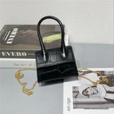 Crocodile Pattern Pu Chain Ladies Small Square Bag Buckle Shoulder Bag