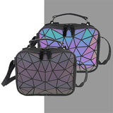 Laser Luminous Shoulder Bag Geometric Plaid Holographic Crossbody Bag