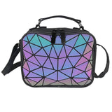 Laser Luminous Shoulder Bag Geometric Plaid Holographic Crossbody Bag