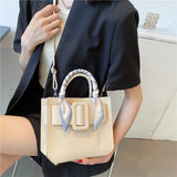 PU Wide Buckle Ladies Shoulder Bag with Silk Scarf