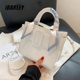 PU Wide Buckle Ladies Shoulder Bag with Silk Scarf