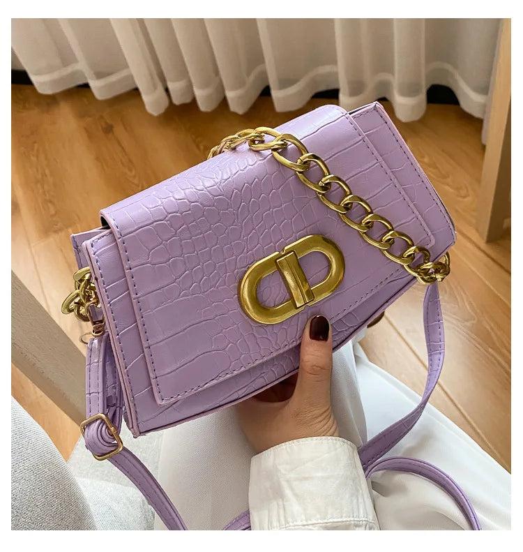 Retro Solid Women's Bag PU Leather Shoulder Bag Small Square Bag
