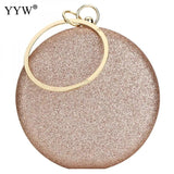 Sequined Clutch Rose Glitter Handbag Evening Clutch Round Bag