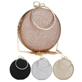 Sequined Clutch Rose Glitter Handbag Evening Clutch Round Bag