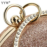 Sequined Clutch Rose Glitter Handbag Evening Clutch Round Bag