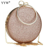 Sequined Clutch Rose Glitter Handbag Evening Clutch Round Bag