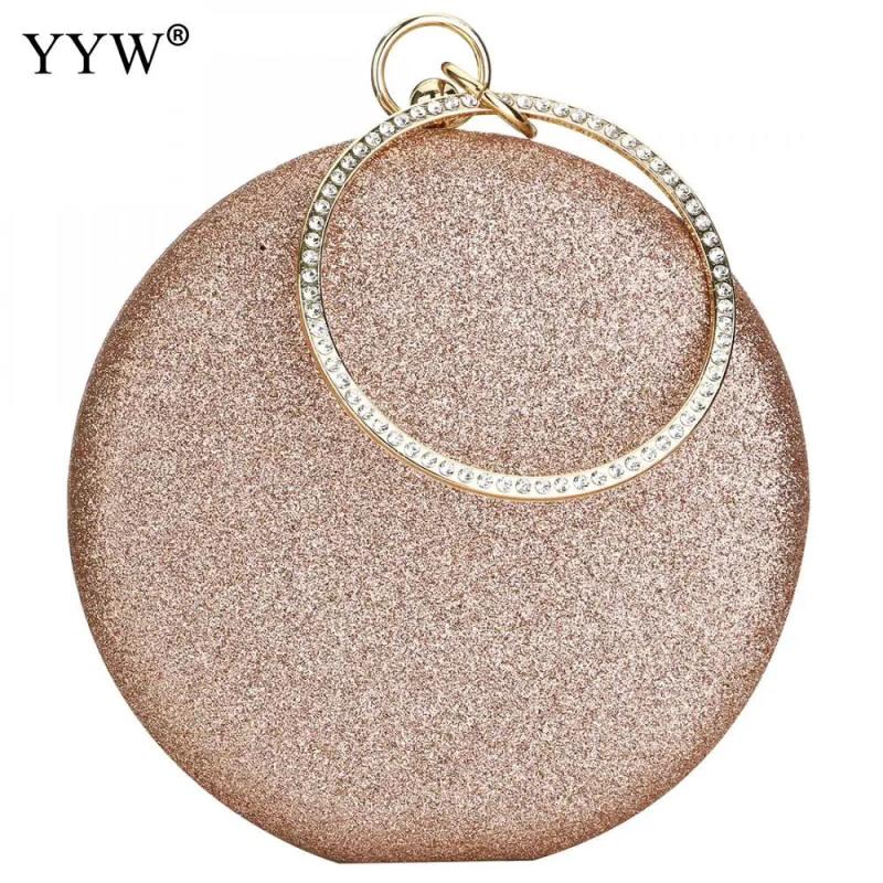 Sequined Clutch Rose Glitter Handbag Evening Clutch Round Bag