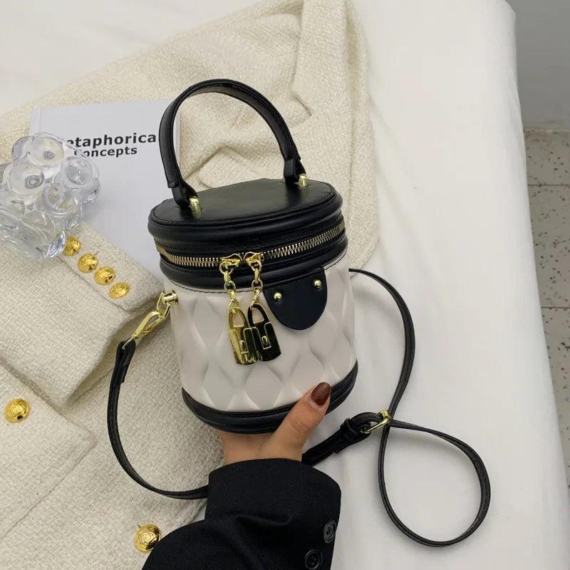 Women's Crossbody Shoulder Bag Cylinder Large Capacity Bucket Tote Purse