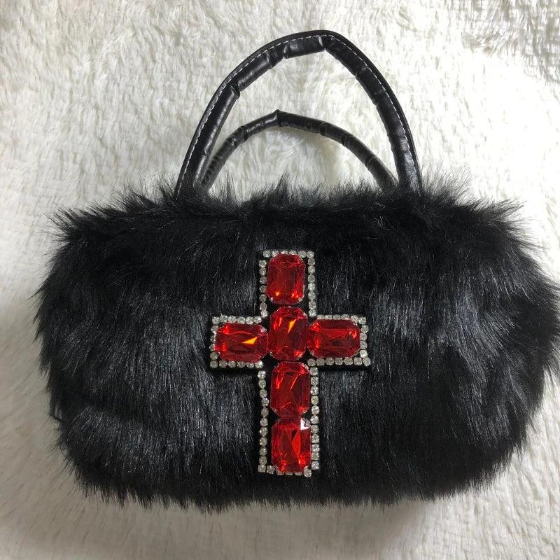 Y2k Plush Crossbody Bag for Women Punk Style