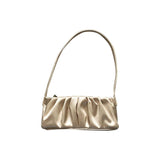 Vintage Satin Folds Shoulder Bag for Woman Solid Soft-Faced Zipper Handbag Women