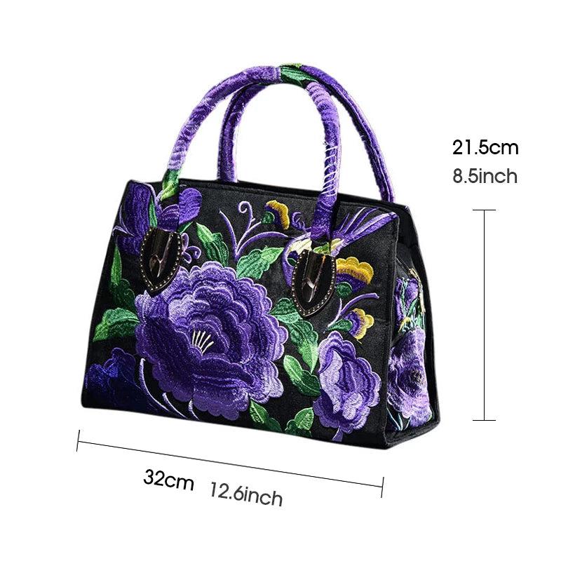 Women Retro Handbag Ethnic Style Messenger Bag High Capacity Tote