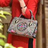 Women Retro Handbag Ethnic Style Messenger Bag High Capacity Tote