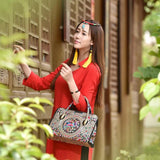 Women Retro Handbag Ethnic Style Messenger Bag High Capacity Tote