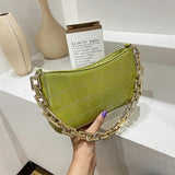 Stone Pattern PU Leather Armpit Bag Chain Shoulder Handbags