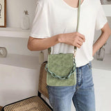 Crocodile Pattern Square PU Handbag Women Solid Acrylic Chain Shoulder Bag