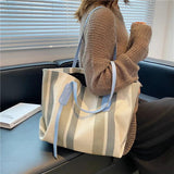Women's Canvas Shoulder Bag High-capacity Tote with Magnetic Buckle