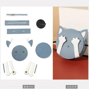 DIY PU Leather Cat Drawstring Handbag Material Set