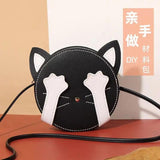 DIY PU Leather Cat Drawstring Handbag Material Set