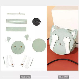 DIY PU Leather Cat Drawstring Handbag Material Set