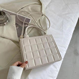 Plaid PU Leather Crossbody Shoulder Bag Square Top-handle Tote