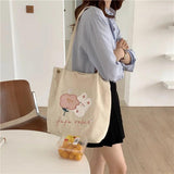 Corduroy Girl Embroidery Student Schoolbag Top-handle Literature Handbag