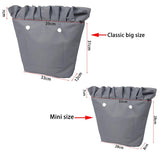 Frill Pleat Waterproof Inner Lining Zipper Pocket for Classic Mini O Bag