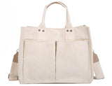 Canvas Tote Handbag with Wide Shoulder Strap