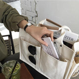 Canvas Tote Handbag with Wide Shoulder Strap