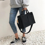 Canvas Tote Handbag with Wide Shoulder Strap