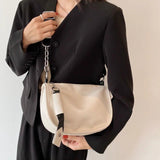 Soft PU Leather Shoulder Bags Women Chain Cross-body Saddle Bag Ins Retro